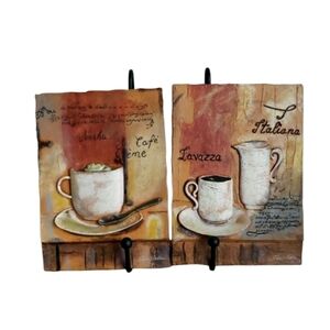 Resin 3D Coffee Plaques  By S. Vassileva Set Of 2
